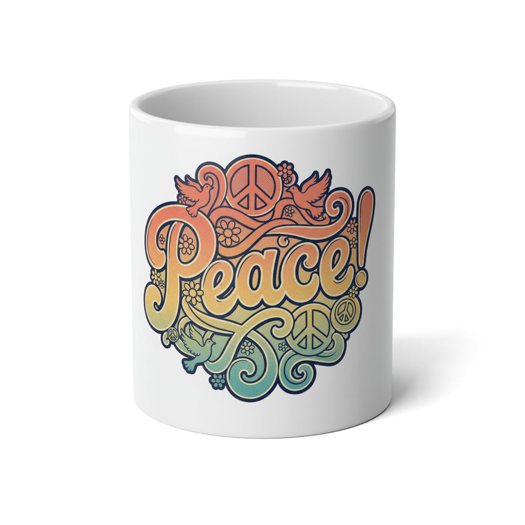 Jumbo Mug 20oz-Retro Peace sign