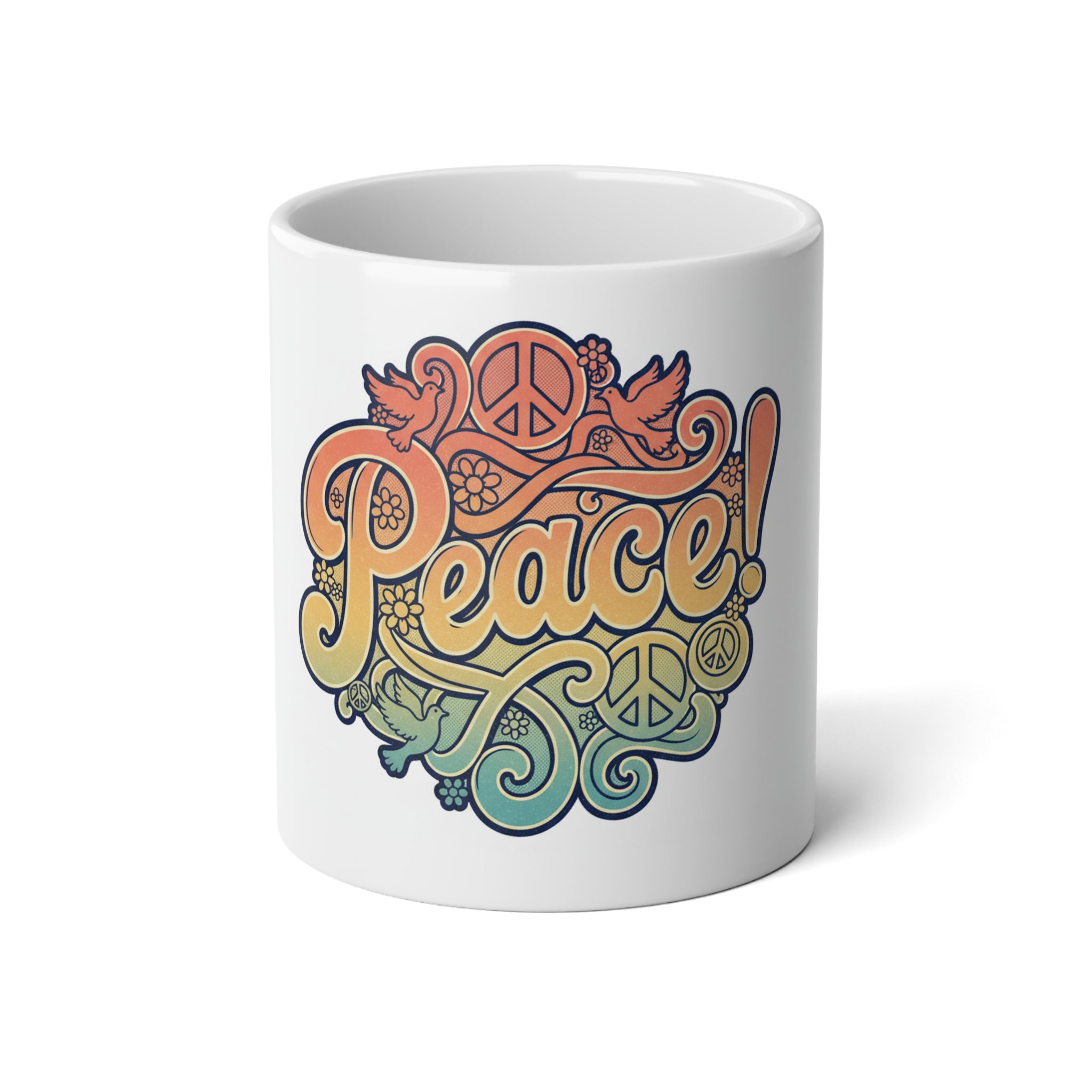Jumbo Mug 20oz-Retro Peace sign